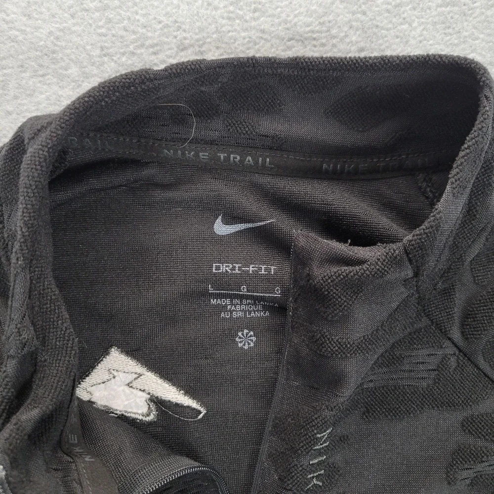 Nike Trail Running Quarter Zip Pullover Womens L Burnout Textured Camo Thumb‎